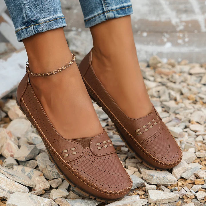 Women's Orthopedic Slip On Loafers with Perforated Upper