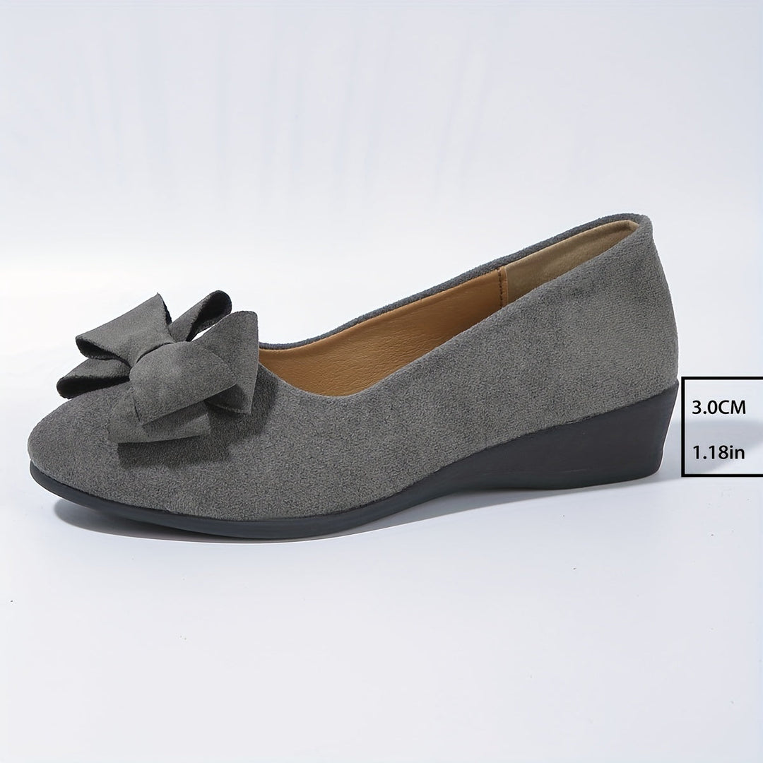 Women's Orthopedic Slip On Flats with Bow Detail and Wedge Sole