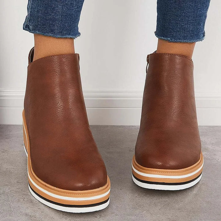 Women's Orthopedic Wedge Heel Ankle Boots with Side Zip