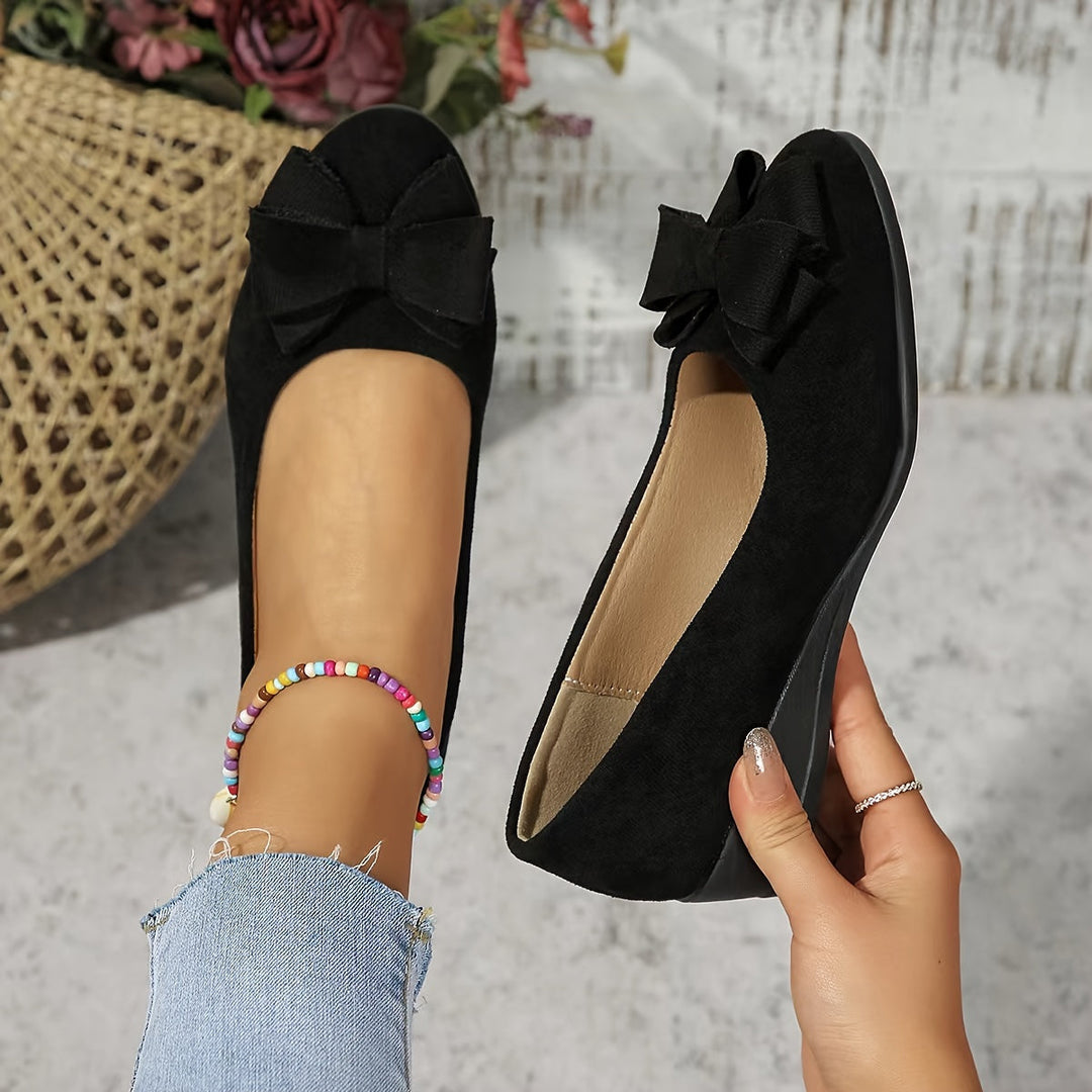 Women's Orthopedic Slip On Flats with Bow Detail and Wedge Sole