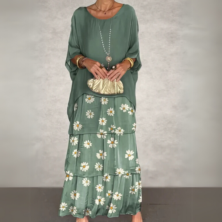 Cath | Maxi Dress with Tiered Hem and Floral Print