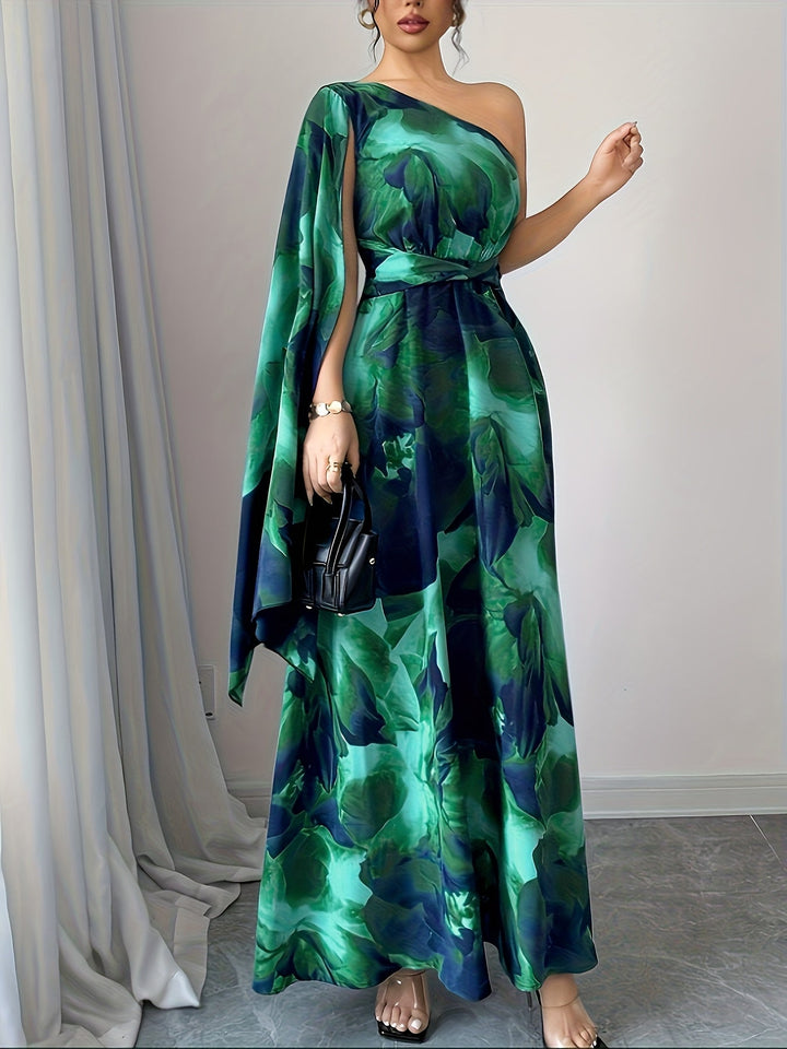 Irene | Maxi Wedding Guest Dress with One Shoulder and Floral Print