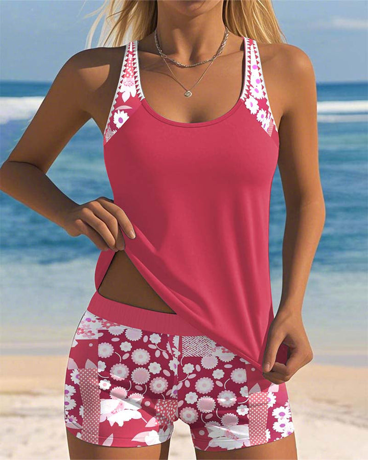 Women's Floral Tankini Set with Shorts