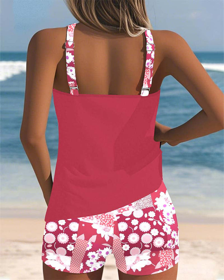 Women's Floral Tankini Set with Shorts