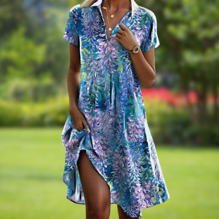 Romy | Boho Summer Midi Dress Short Sleeve