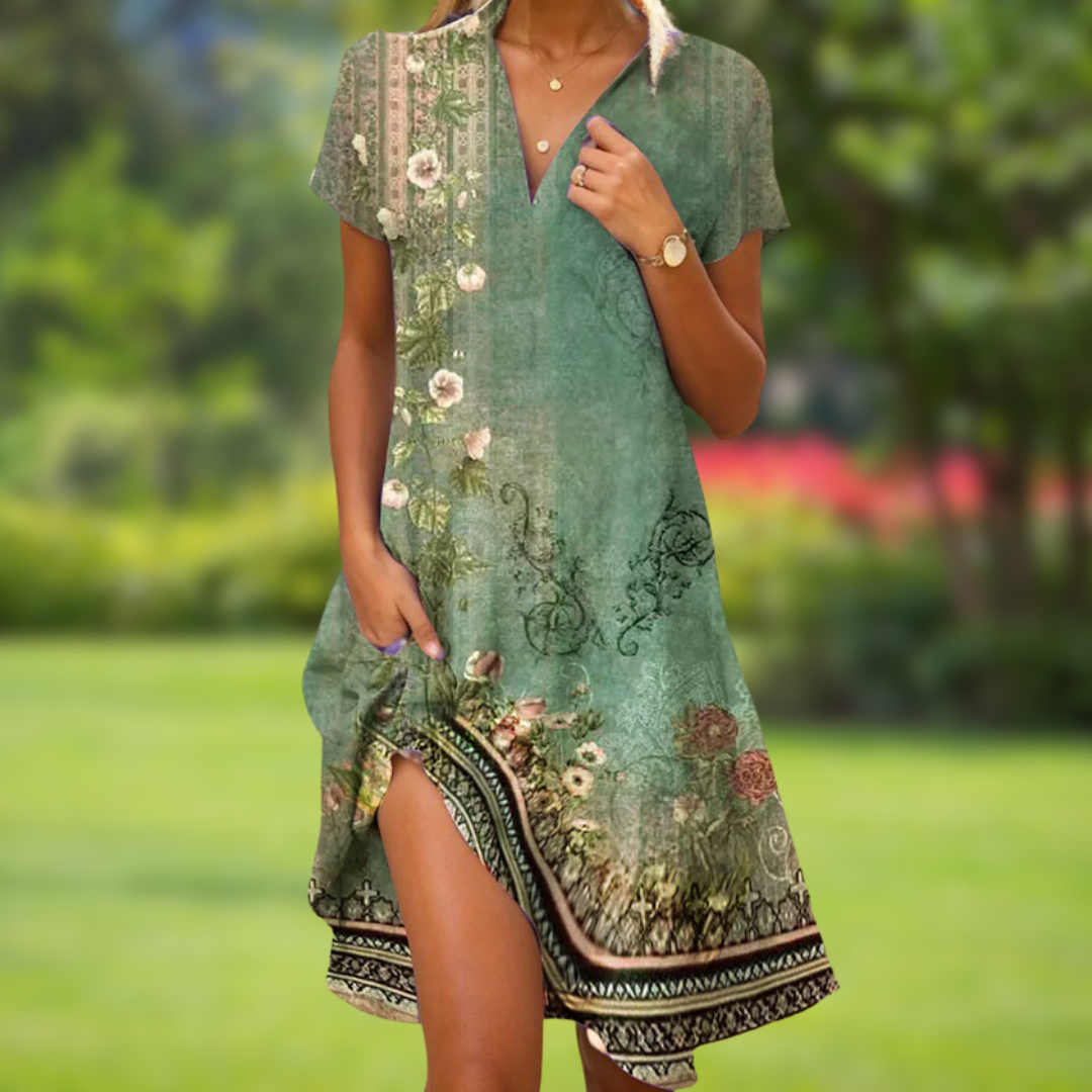 Romy | Boho Summer Midi Dress Short Sleeve