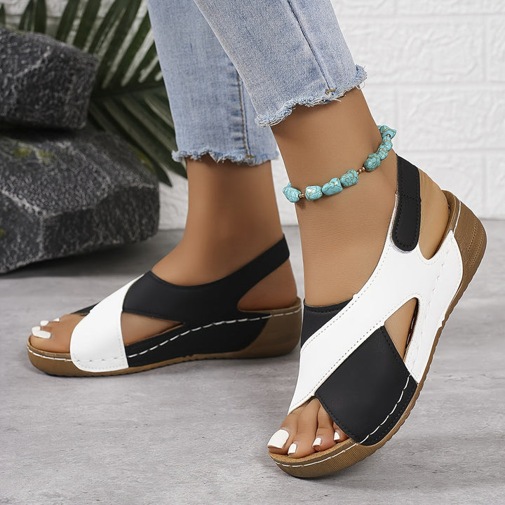 Women's Orthopedic Cross Strap Wedge Sandals with Slingback