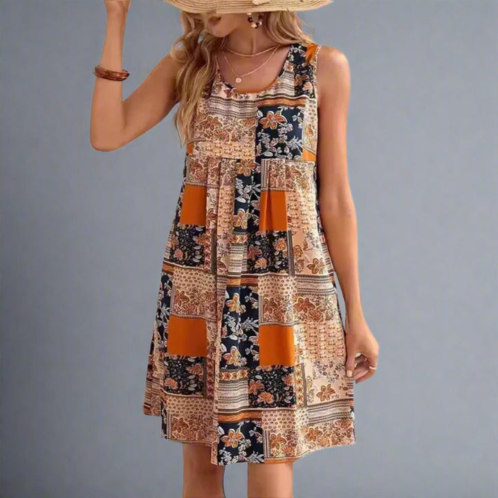 Abigail | Mini Summer Dress with Boho Print and A-line Skirt