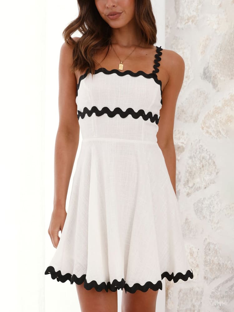Jemma | Mini Summer Dress with Square Neck and Scallop Trim