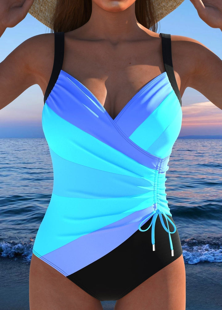 Women's Wrap Front One Piece Swimsuit with Ruched Waist