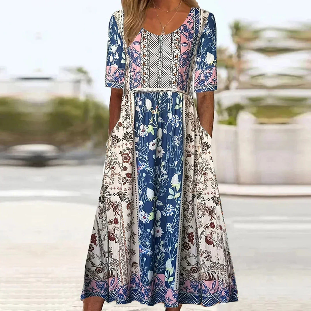 Anne | Boho Midi Dress Short Sleeve