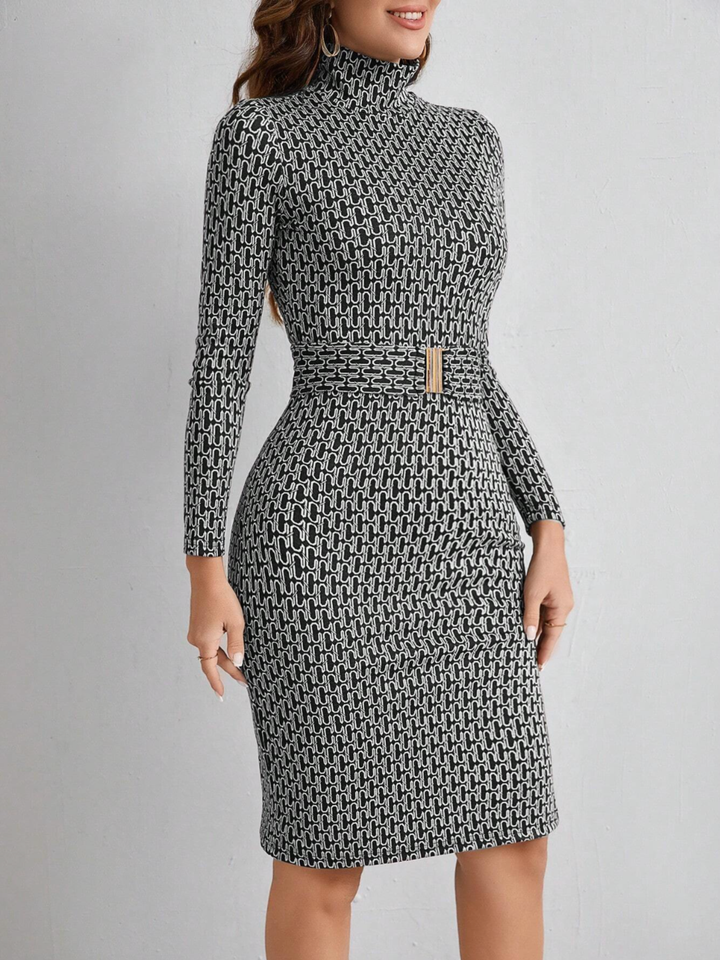 Sandra | Midi Sweater Dress with Mock Neckline and Side Slit