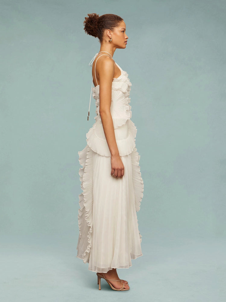 Avery | Wedding Guest Maxi Dress Pleated Asymmetric