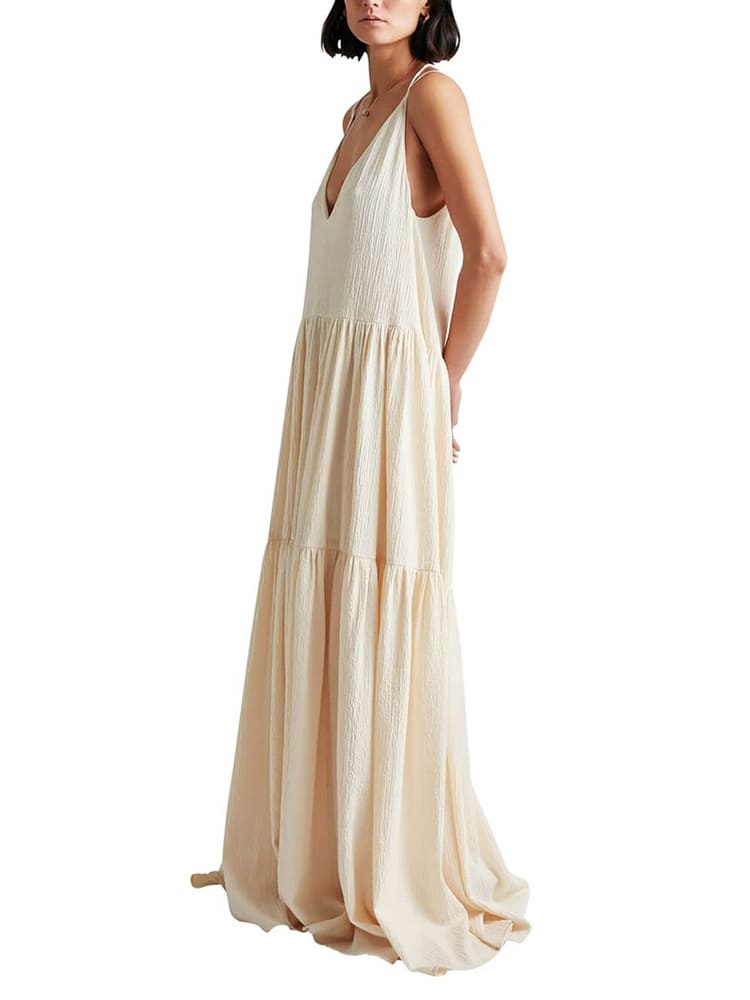 Zoe | Maxi Summer Dress with V-Neck and Tiered Skirt