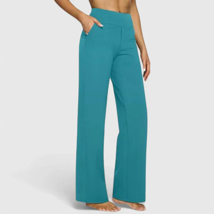 Women's High Waisted Wide Leg Pants with Pull On Design