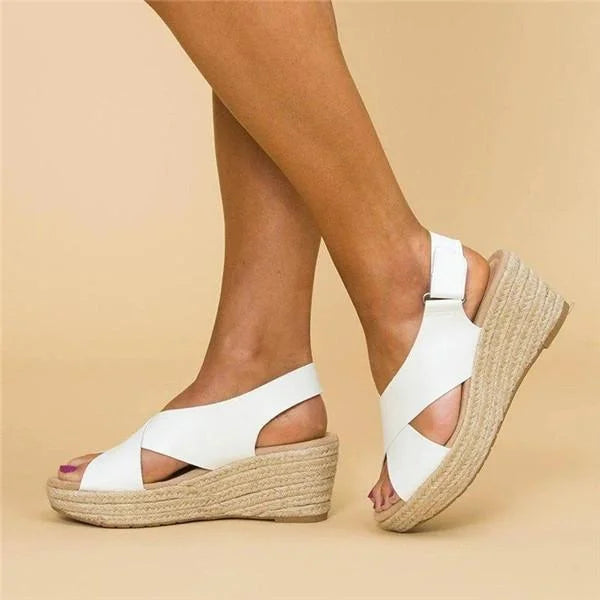 Women's Orthopedic Espadrille Wedge Sandals with Cross Strap