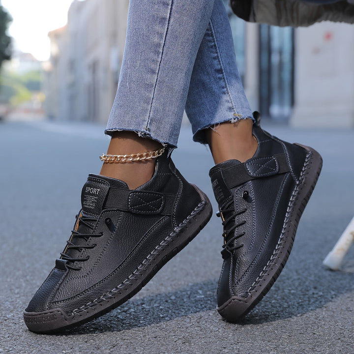 Women's Orthopedic Low Cut Lace-Up Sneakers with Stitch Detail