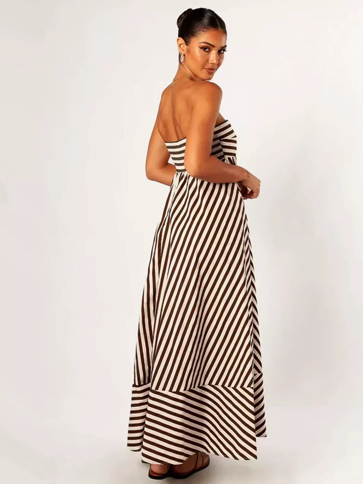 Lina | Maxi Summer Dress with Strapless Bodice and Stripes