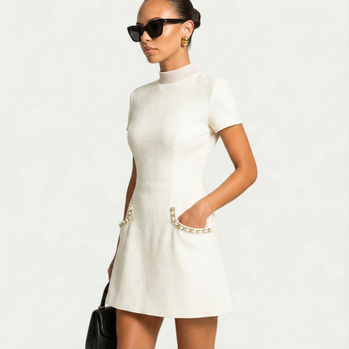 Beatrix | Cocktail Mini Dress Pearl Trim