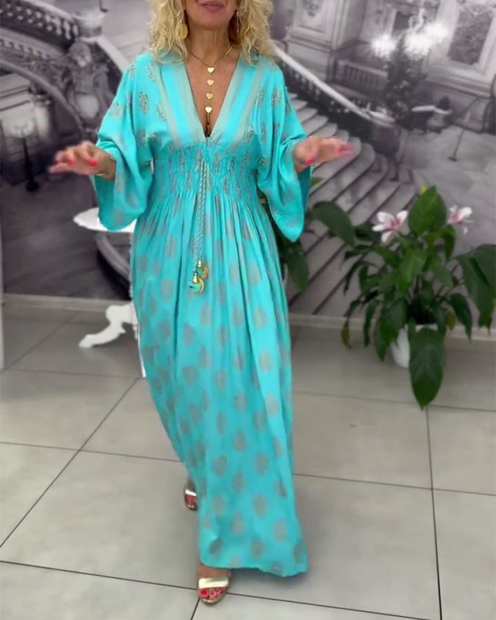 Daisy | Maxi Summer Dress with V-Neck and Smocked Waist