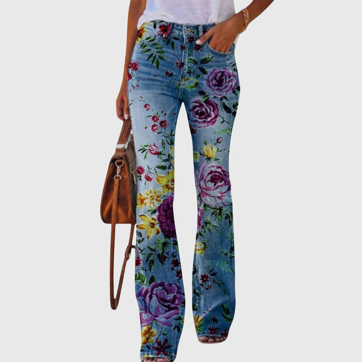 Josie | Flared Jeans with Floral Print and High Waist