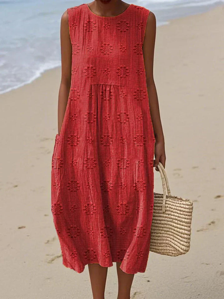 Olivia | Midi Holiday Dress with Embroidered Detail