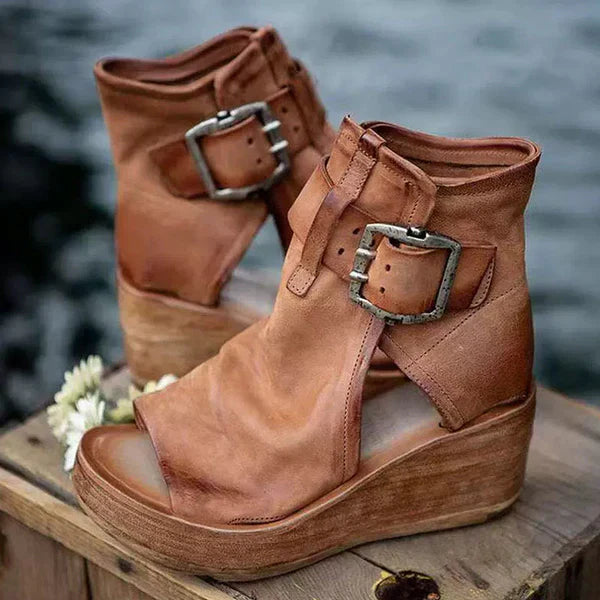 Women's Orthopedic Wedge Sandals with Ankle Buckle Strap