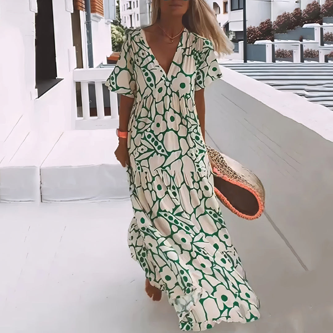 Jackie | Maxi Summer Dress with Boho Print and V-Neck