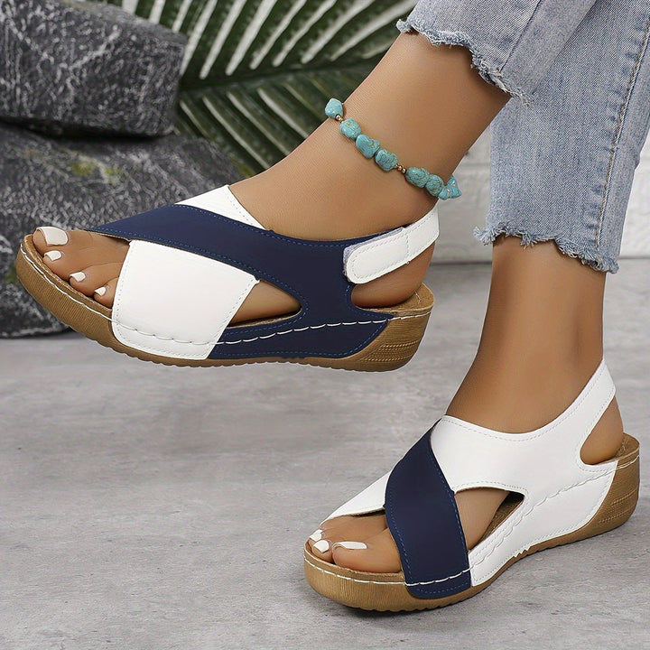 Women's Orthopedic Cross Strap Wedge Sandals with Slingback