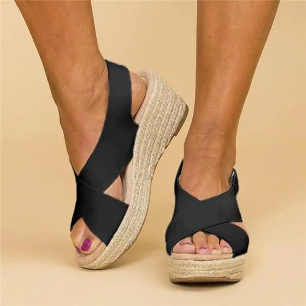 Neve | Orthopedic Espadrille with Cross Strap and Open Toe