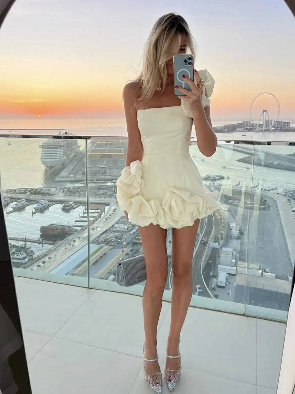 Maria | Mini Cocktail Dress with Strapless Bodice and Ruffle Hem