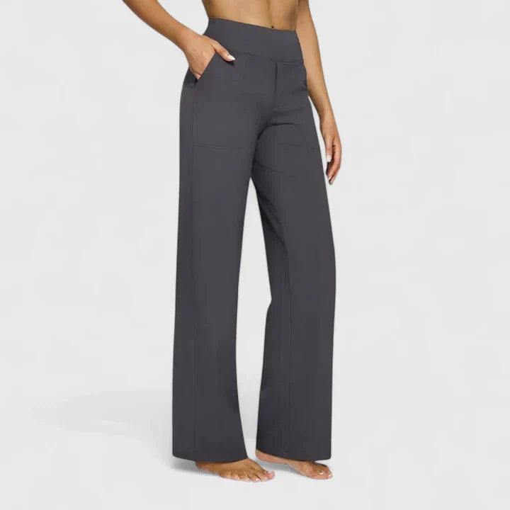 Women's High Waisted Wide Leg Pants with Pull On Design