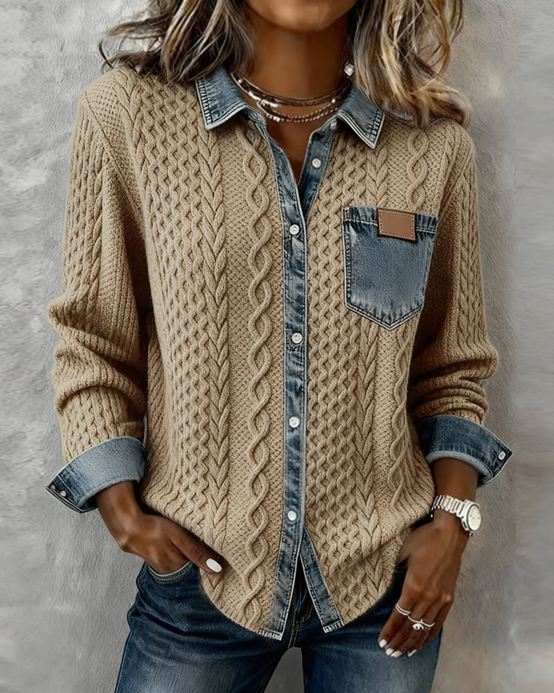 Wren | Cable Shirt with Collar and Button Front