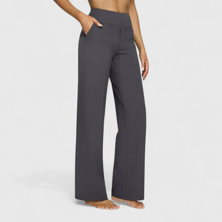 Maya | Wide Leg Trousers with High Waist and Side Pockets