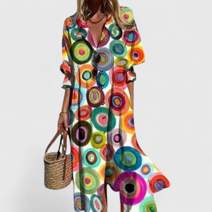 Paula | Maxi Shirt Dress with Boho Print