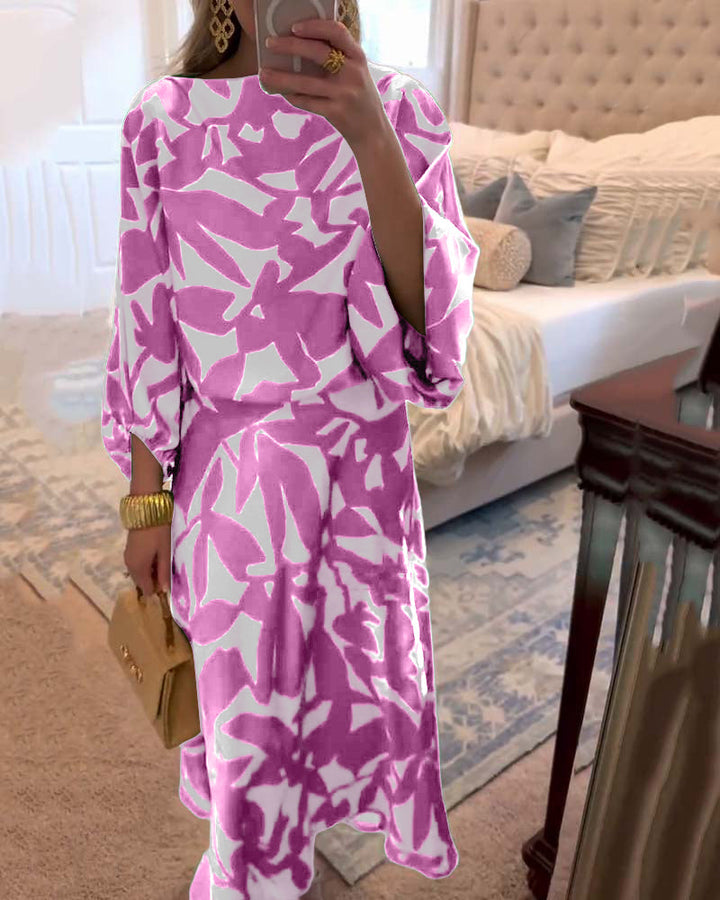 Demi | Matching Set with Abstract Print and Midi Skirt