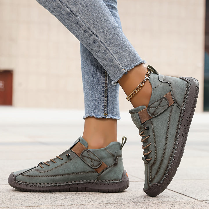 Women's Orthopedic Low Cut Lace-Up Sneakers with Stitch Detail