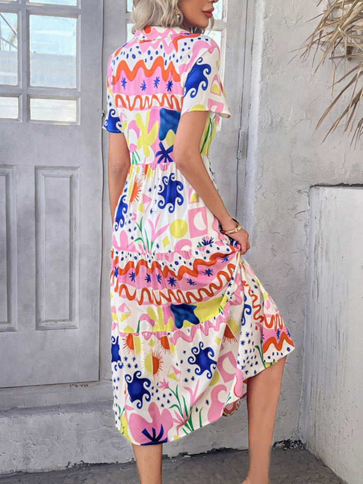 Mary | Midi Shirt Dress with Floral Print and Button Front
