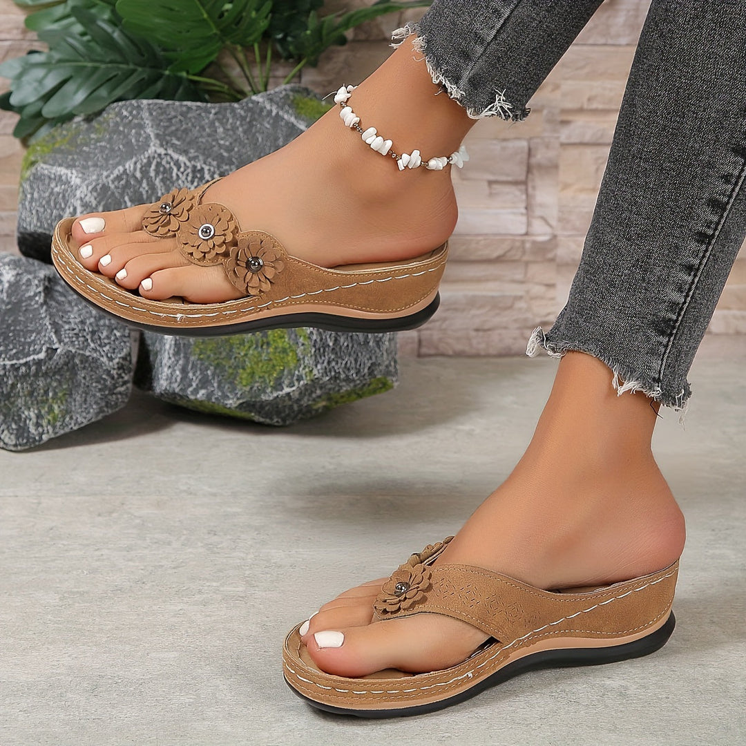 Pippa | Orthopedic Flip Flops with Floral Detail