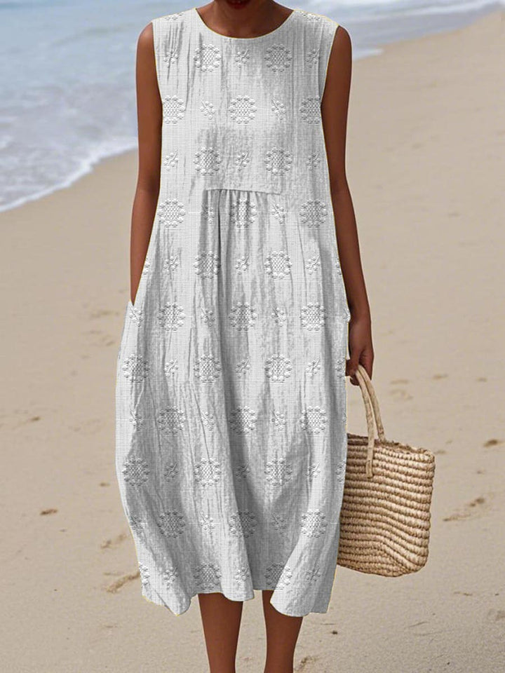 Olivia | Midi Holiday Dress with Embroidered Detail