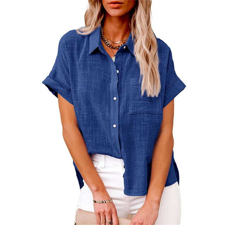Women's Short Sleeve Button Down Shirt with Chest Pocket