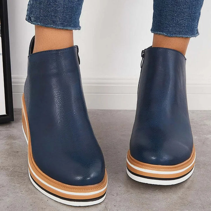 Women's Orthopedic Wedge Heel Ankle Boots with Side Zip
