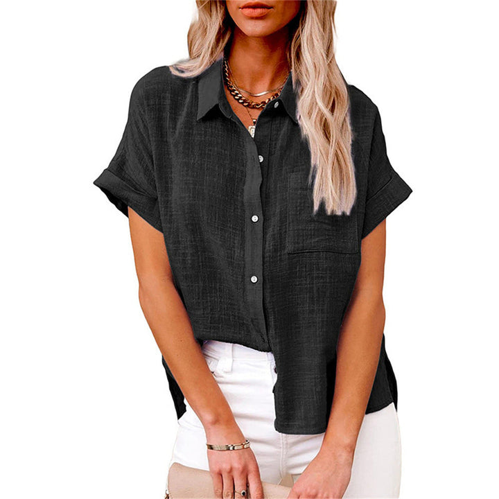 Women's Short Sleeve Button Down Shirt with Chest Pocket