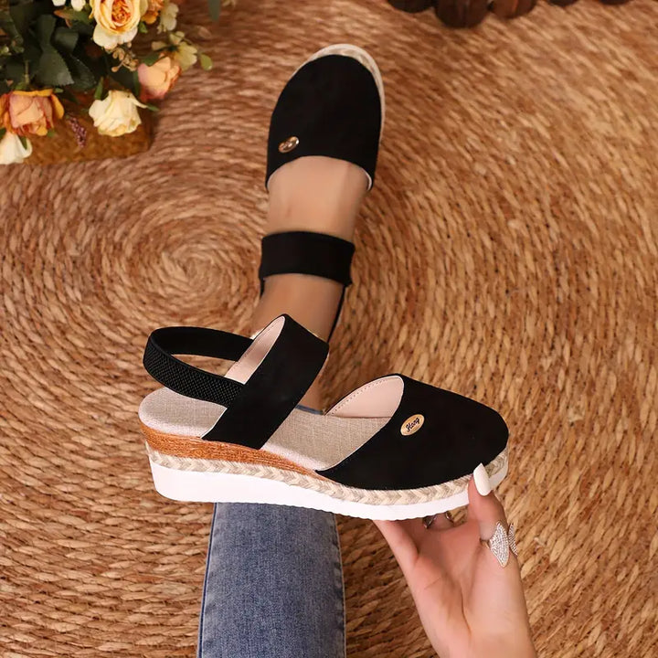Women's Orthopedic Closed Toe Platform Sandals with Back Strap
