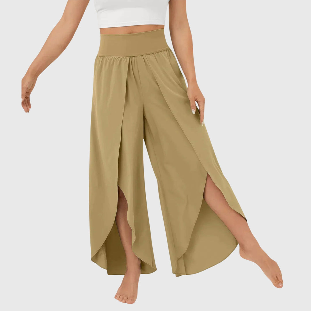 Sasha | Wide Leg Palazzo Trousers with Side Split and Elastic Waist