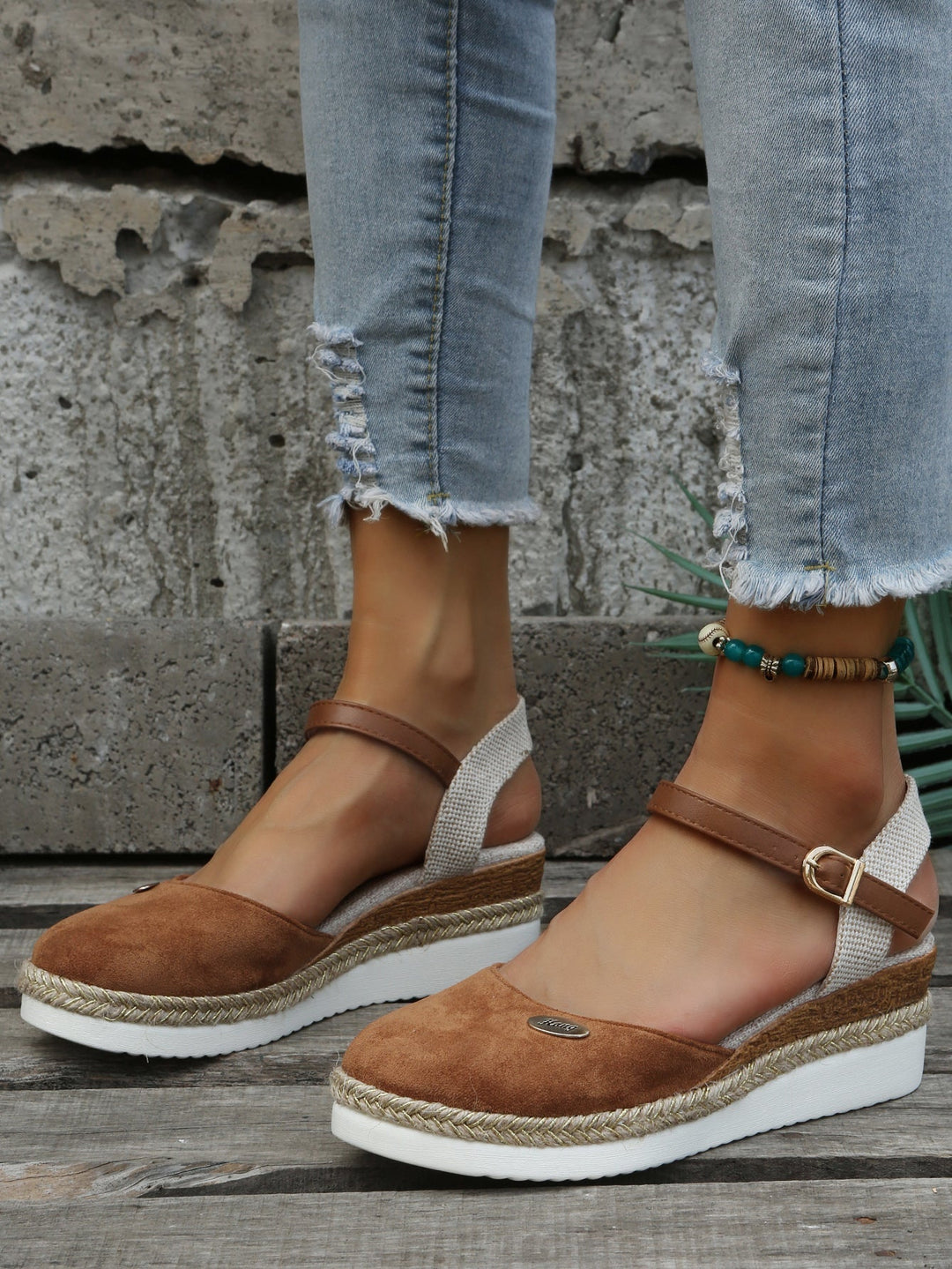 Women's Orthopedic Closed Toe Wedge Sandals with Ankle Strap