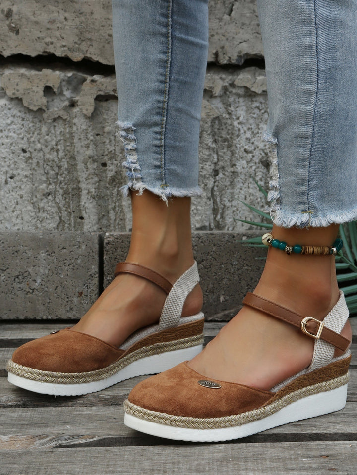 Women's Orthopedic Closed Toe Wedge Sandals with Ankle Strap