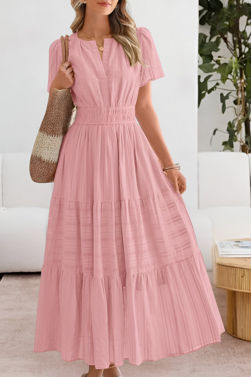 Esme | Boho Maxi Dress Smocked Short Sleeve
