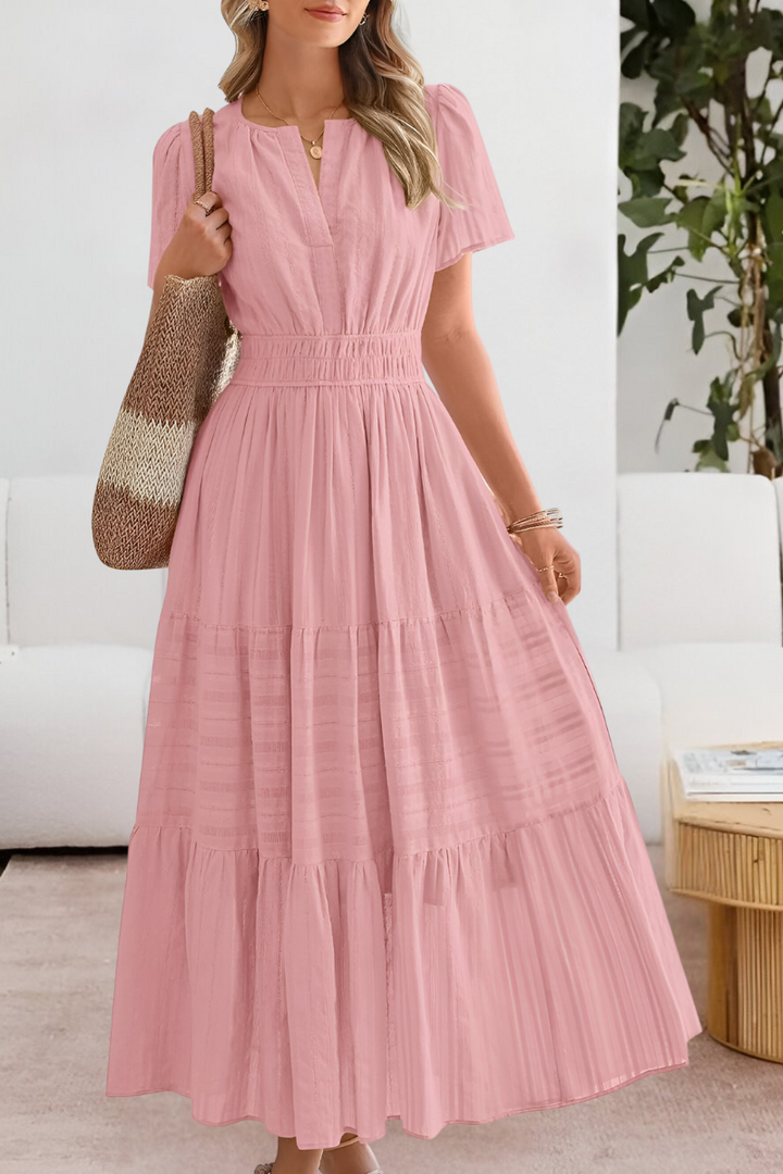 Esme | Boho Maxi Dress Smocked Short Sleeve