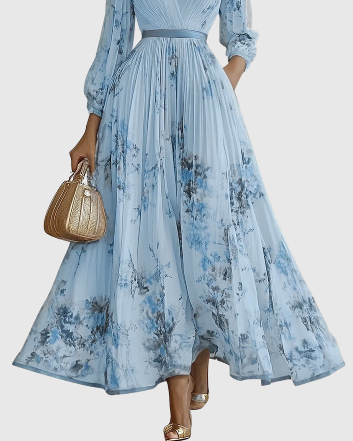 Rowena | Wedding Guest Maxi Dress Pleated V-Neck